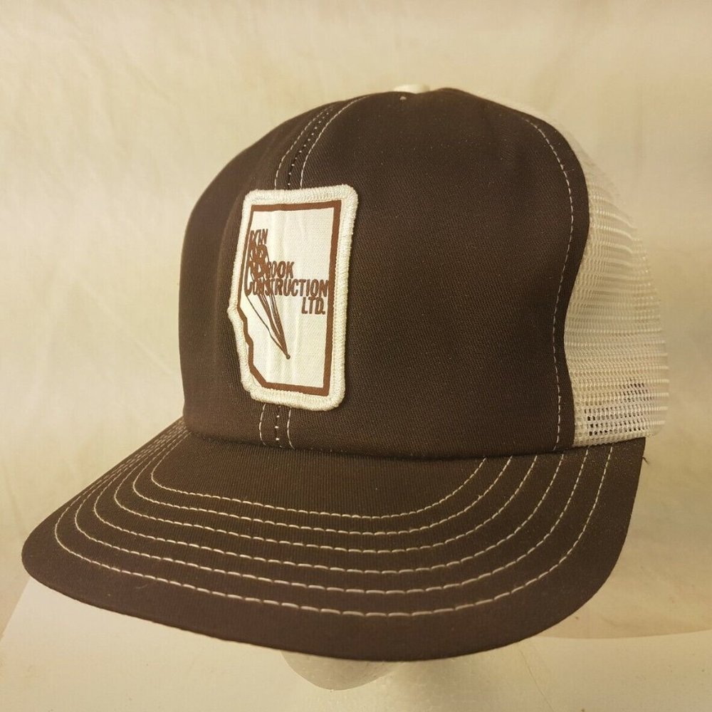 KIN BROOK CONSTRUCTION Alberta Cap Trucker Hat Snapback Baseball Vintage 80s